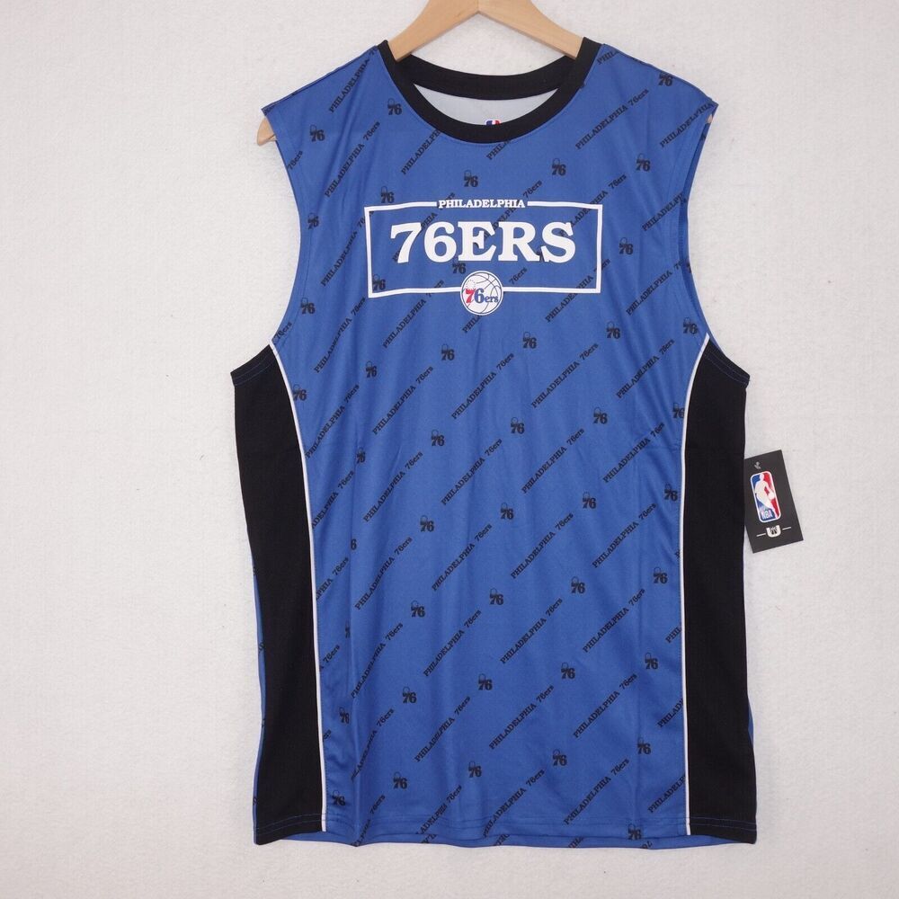 NEW Philadelphia 76ers NBA Authentic Tee Sleeveless Jersey Logo Men's Medium